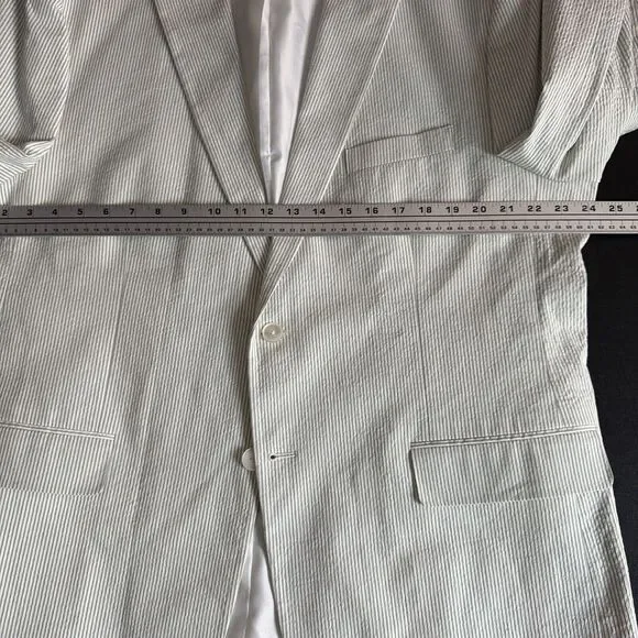 Tommy Hilfiger 48R Blazer Sport Coat Mens Green Seersucker Stripe Cotton - Picture 6 of 11